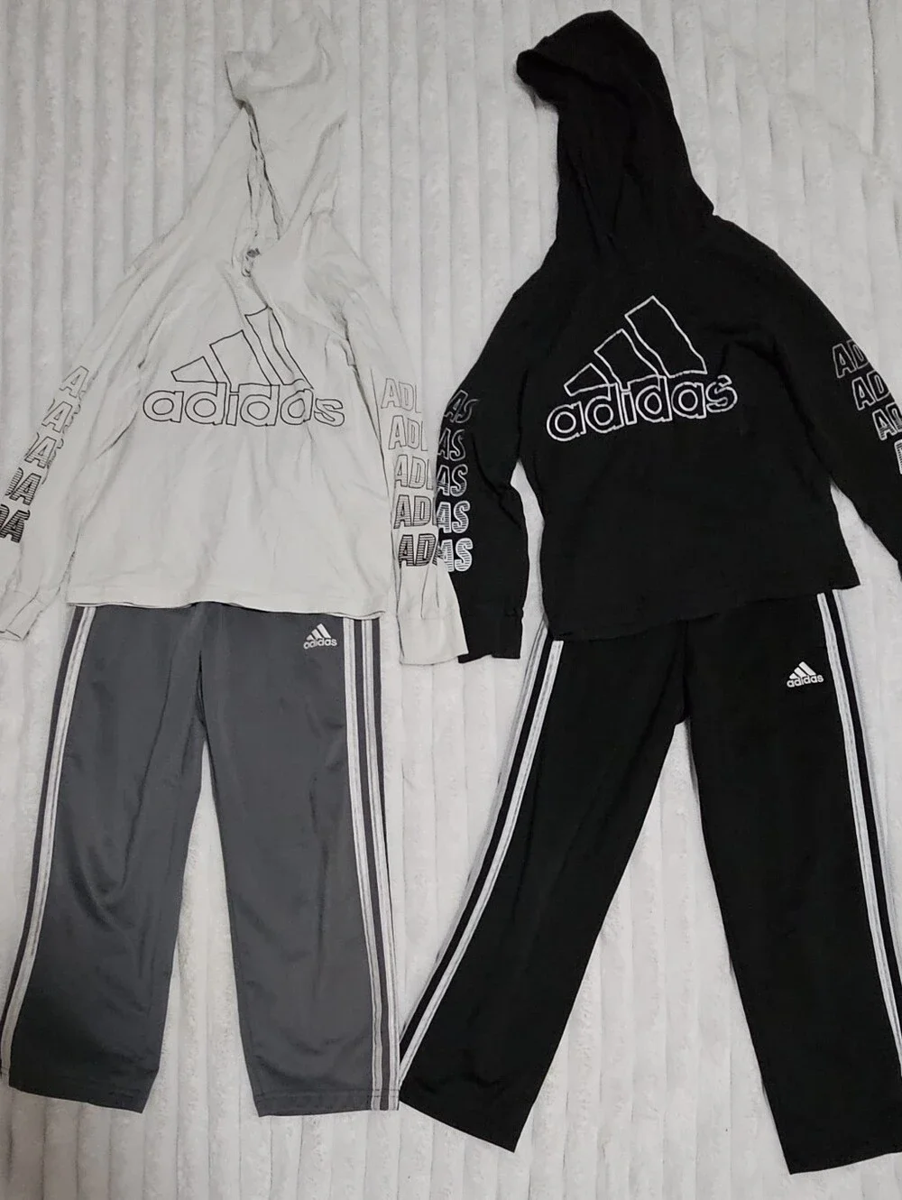 Adidas Kids Bundle 2 Sets Hoodie & Joggers in Black& Gray 2 Sets All Boys Size 6